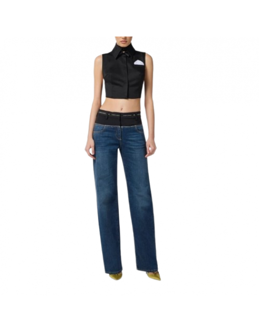 TOP ELISABETTA FRANCHI, Cropped shirt with bow tie - CA10556E2110 TOP ELISABETTA FRANCHI, Cropped shirt with bow tie - CA10556E2110