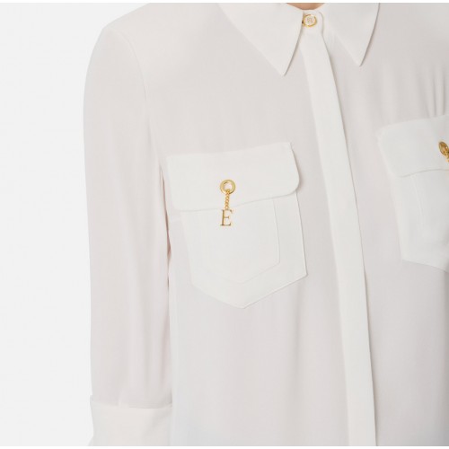 Camasa ELISABETTA FRANCHI, in viscose Georgette fabric, Alb