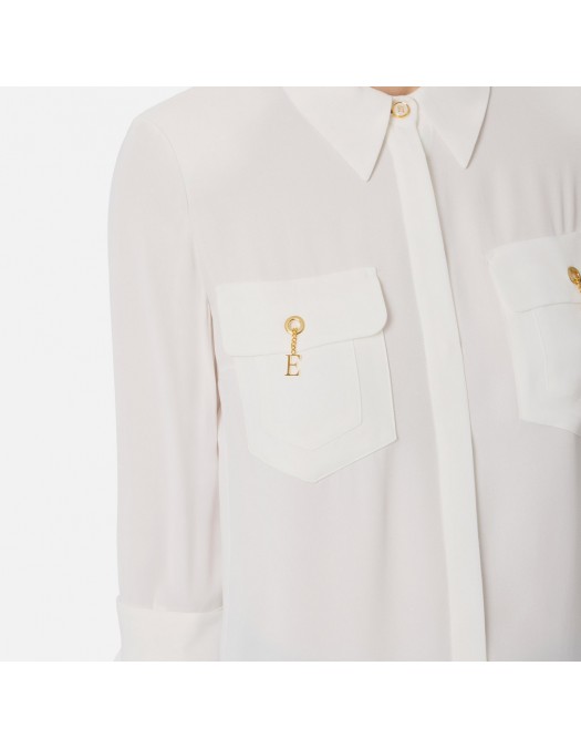 Camasa ELISABETTA FRANCHI, in viscose Georgette fabric, Alb - CA12256E2360