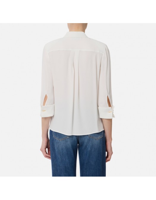 Camasa ELISABETTA FRANCHI, in viscose Georgette fabric, Alb - CA12256E2360