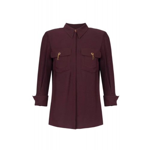 Camasa ELISABETTA FRANCHI, in viscose Georgette fabric, Visiniu