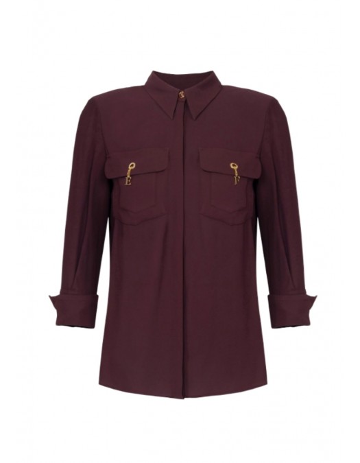 Camasa ELISABETTA FRANCHI, in viscose Georgette fabric, Visiniu - CA12256E2EA4