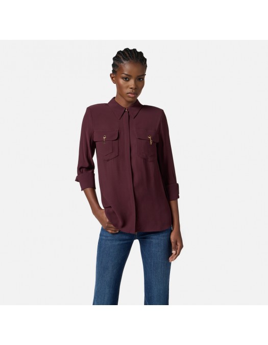 Camasa ELISABETTA FRANCHI, in viscose Georgette fabric, Visiniu - CA12256E2EA4