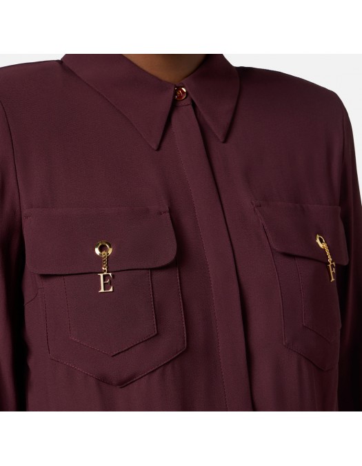 Camasa ELISABETTA FRANCHI, in viscose Georgette fabric, Visiniu - CA12256E2EA4