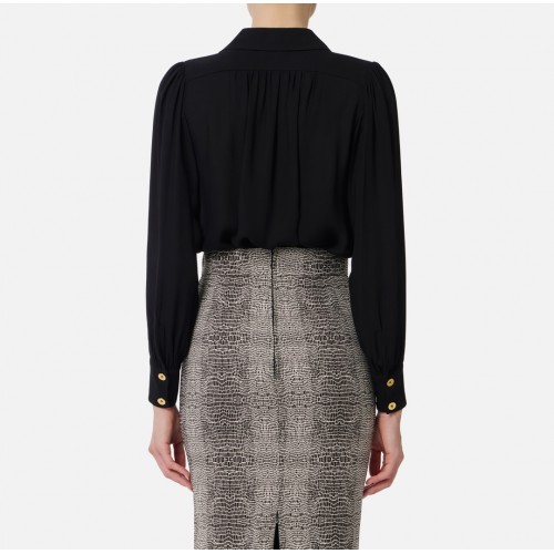 Camasa ELISABETTA FRANCHI, georgette fabric, Colier auriu atasat, Negru