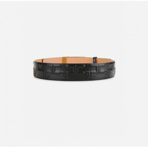 Curea ELISABETTA FRANCHI, Bold Monogram Belt, Negru