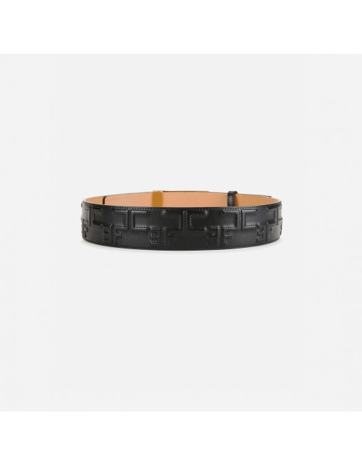 Curea ELISABETTA FRANCHI, Bold Monogram Belt, Negru - CTC0325EC110