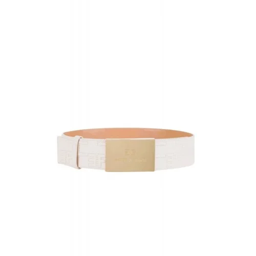 Curea ELISABETTA FRANCHI, Bold Monogram Belt, Alb