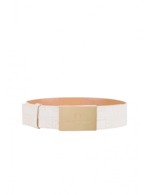 Curea ELISABETTA FRANCHI, Bold Monogram Belt, Alb - CTC0325EC193