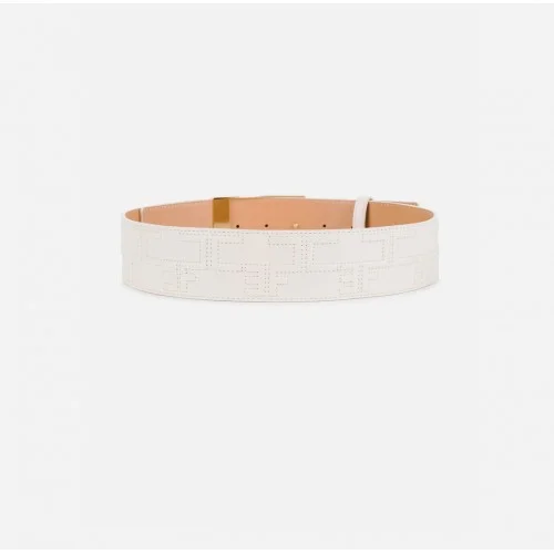 Curea ELISABETTA FRANCHI, Bold Monogram Belt, Alb