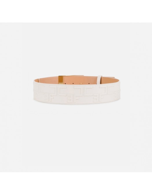 Curea ELISABETTA FRANCHI, Bold Monogram Belt, Alb - CTC0325EC193