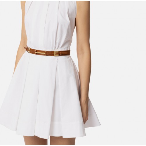 CUREA ELISABETTA FRANCHI, Leather belt with double buckle, Maro