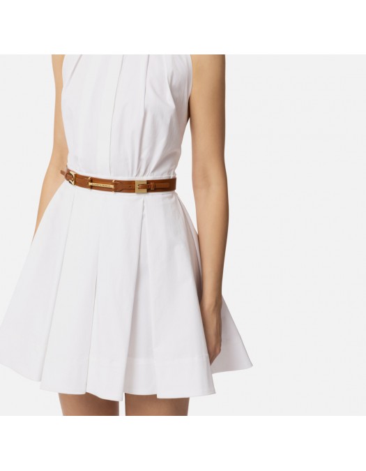 CUREA ELISABETTA FRANCHI, Leather belt with double buckle, Maro - CTC2340EC027