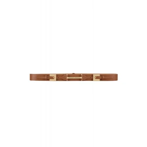 CUREA ELISABETTA FRANCHI, Leather belt with double buckle, Maro
