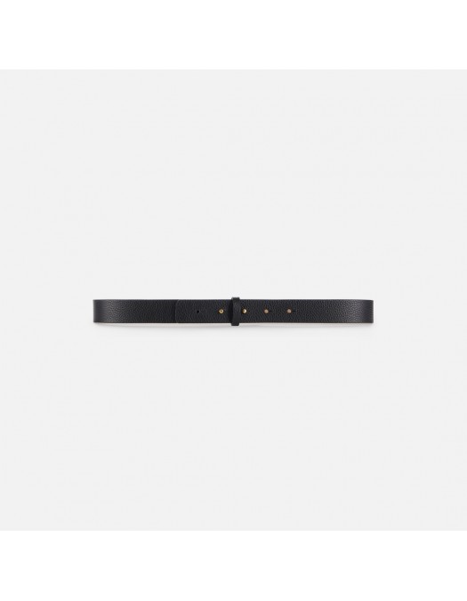CUREA ELISABETTA FRANCHI, Leather belt with double buckle, Negru - CTC2340EC110