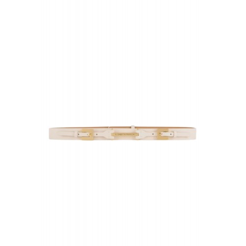 CUREA ELISABETTA FRANCHI, Leather belt with double buckle, Alb