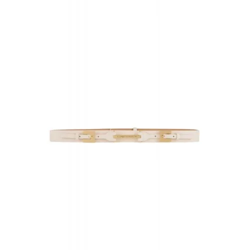 CUREA ELISABETTA FRANCHI, Leather belt with double buckle, Alb