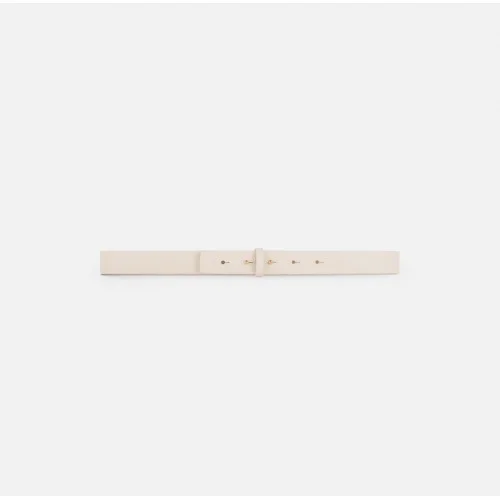 CUREA ELISABETTA FRANCHI, Leather belt with double buckle, Alb