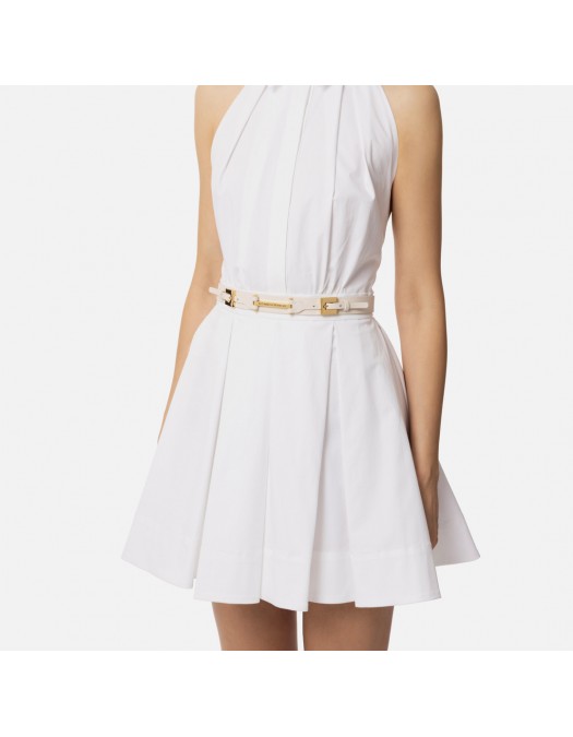 CUREA ELISABETTA FRANCHI, Leather belt with double buckle, Alb - CTC2340EC193