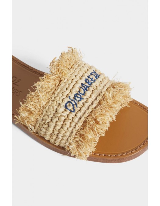 PAPUCI DSQUARED2, Summer Lovers Raffia Slides - FSW0074289083685089 PAPUCI DSQUARED2, Summer Lovers Raffia Slides - FSW0074289083685089