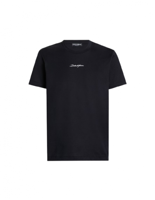 TRICOU DOLCE & GABBANA, White Logo Embroidered, Navy Blue - G8RN8ZG7NUBB0665
