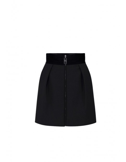 Fusta ELISABETTA FRANCHI, Slim fit skirt in double-layer, Black - GO10556E2110 Fusta ELISABETTA FRANCHI, Slim fit skirt in double-layer, Black - GO10556E2110