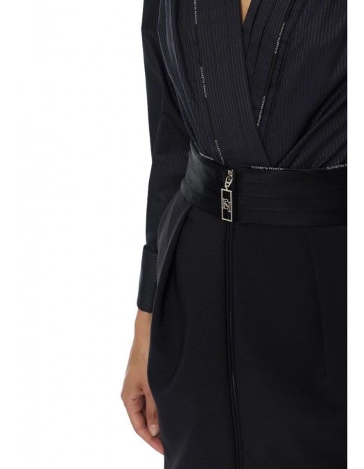 Fusta ELISABETTA FRANCHI, Slim fit skirt in double-layer, Black - GO10556E2110 Fusta ELISABETTA FRANCHI, Slim fit skirt in double-layer, Black - GO10556E2110