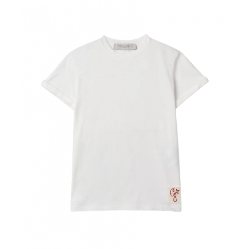 Tricou GOLDEN GOOSE, Logo patch T-shirt,Regular fit, White Tricou GOLDEN GOOSE, Logo patch T-shirt,Regular fit, White