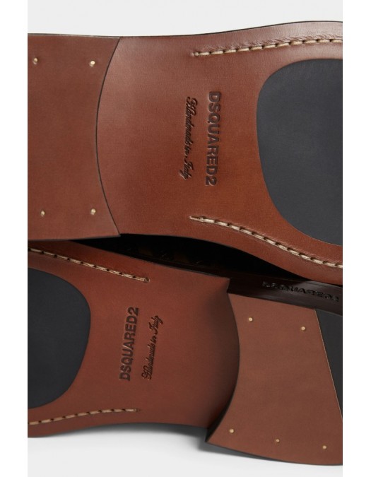 Pantofi DSQUARED2, Boxer Derby, Piele, Maro - LUM010701504118M1100