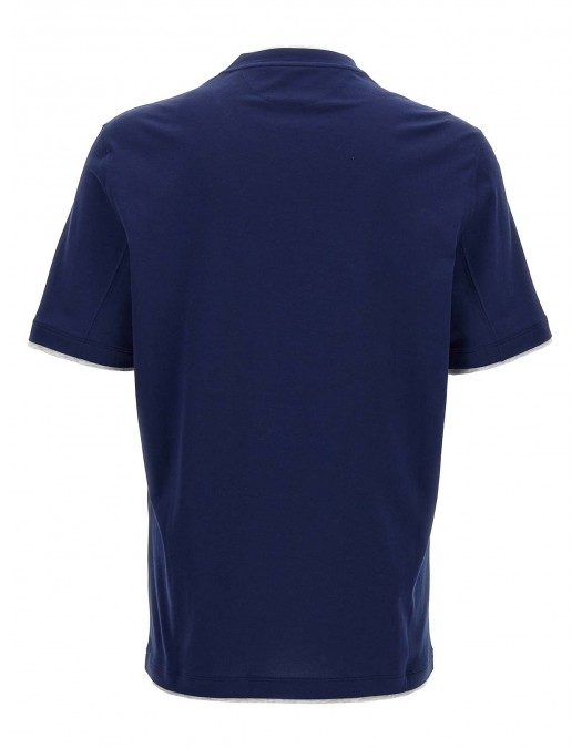 Tricou BRUNELLO CUCINELLI, Contrast Trim, Navy blue - M0B137427CMD03