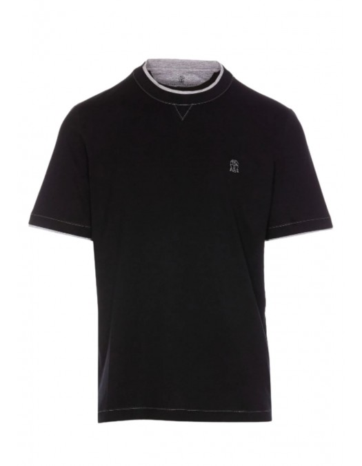 Tricou BRUNELLO CUCINELLI, Layered T-Shirt, Black - M0B137451GCQJ21