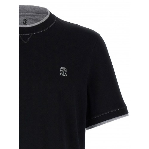 Tricou BRUNELLO CUCINELLI, Layered T-Shirt, Black