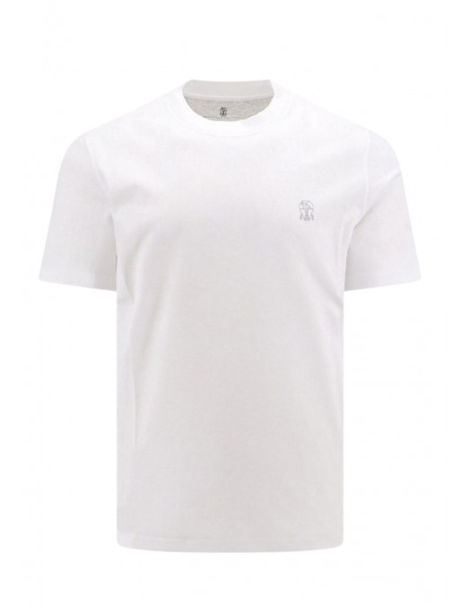 Tricou BRUNELLO CUCINELLI, Classic Design, Grey Logo, White - M0B138440CK640