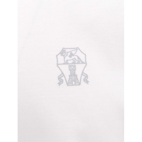 Tricou BRUNELLO CUCINELLI, Classic Design, Grey Logo, White