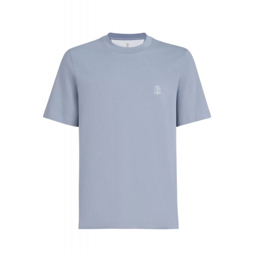 Tricou BRUNELLO CUCINELLI, Classic Design, White Logo, Blue