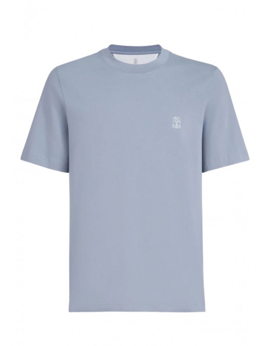 Tricou BRUNELLO CUCINELLI, Classic Design, White Logo, Blue - M0B138440CKL13