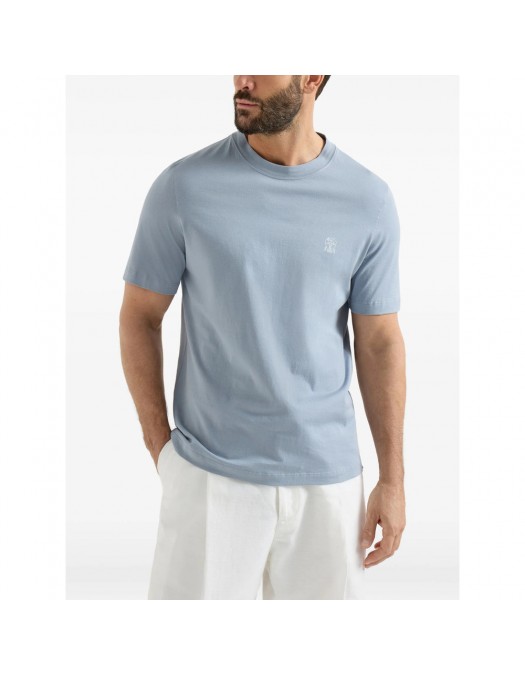 Tricou BRUNELLO CUCINELLI, Classic Design, White Logo, Blue - M0B138440CKL13