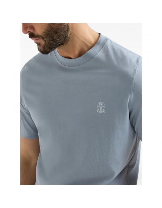 Tricou BRUNELLO CUCINELLI, Classic Design, White Logo, Blue - M0B138440CKL13