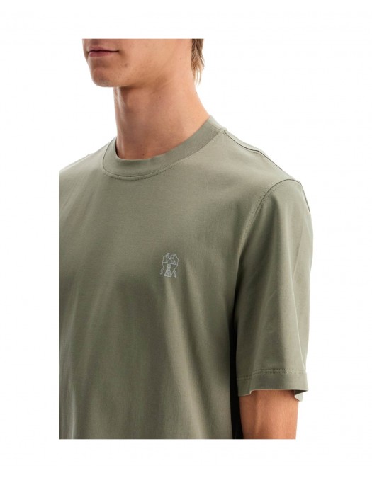 Tricou BRUNELLO CUCINELLI, Logo Embroidered, Simple, Grey - M0B138440COG32