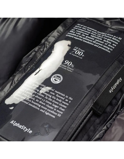 Geaca ALPHASTYLE, Kudu Double Hood Down Jacket, Negru - MAFP3035BLK