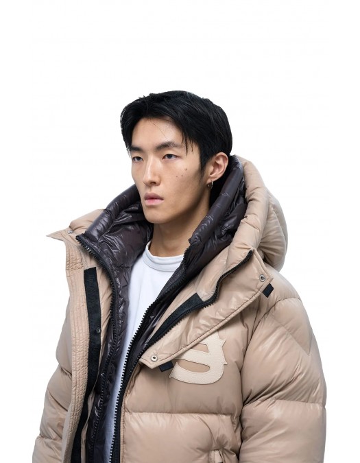 Geaca ALPHASTYLE, Kudu Double Hood Down Jacket, Crem - MAFP3035KHA