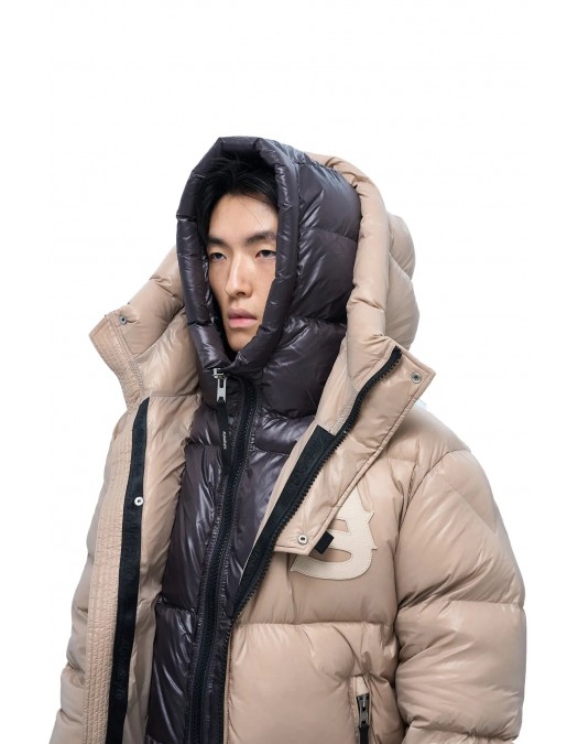 Geaca ALPHASTYLE, Kudu Double Hood Down Jacket, Crem - MAFP3035KHA