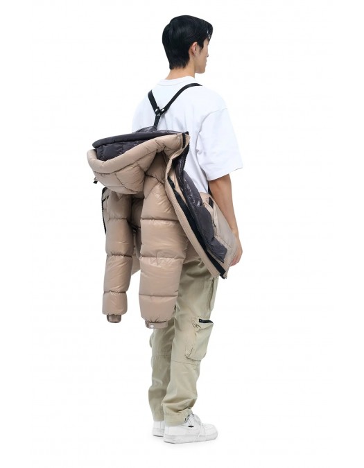 Geaca ALPHASTYLE, Kudu Double Hood Down Jacket, Crem - MAFP3035KHA