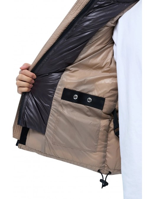 Geaca ALPHASTYLE, Kudu Double Hood Down Jacket, Crem - MAFP3035KHA