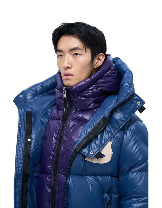 Geaca ALPHASTYLE, Kudu Double Hood Down Jacket, Albastru - MAFP3035NVY