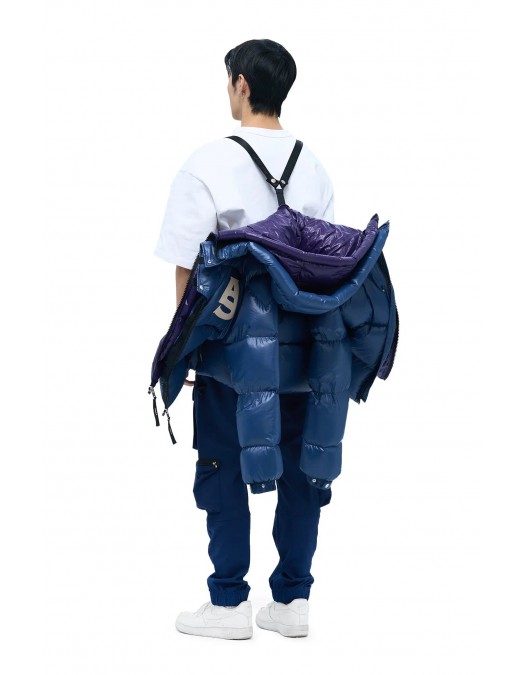 Geaca ALPHASTYLE, Kudu Double Hood Down Jacket, Albastru - MAFP3035NVY