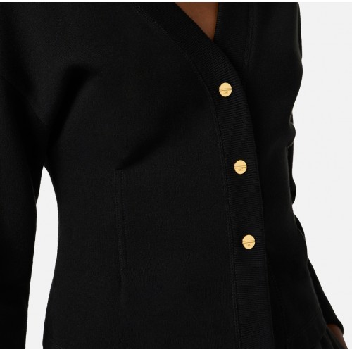 Cardigan ELISABETTA FRANCHI, Logo insert on back, Negru
