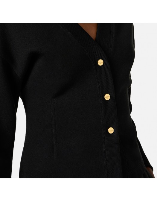 Cardigan ELISABETTA FRANCHI, Logo insert on back, Negru - MK69Q61E2110