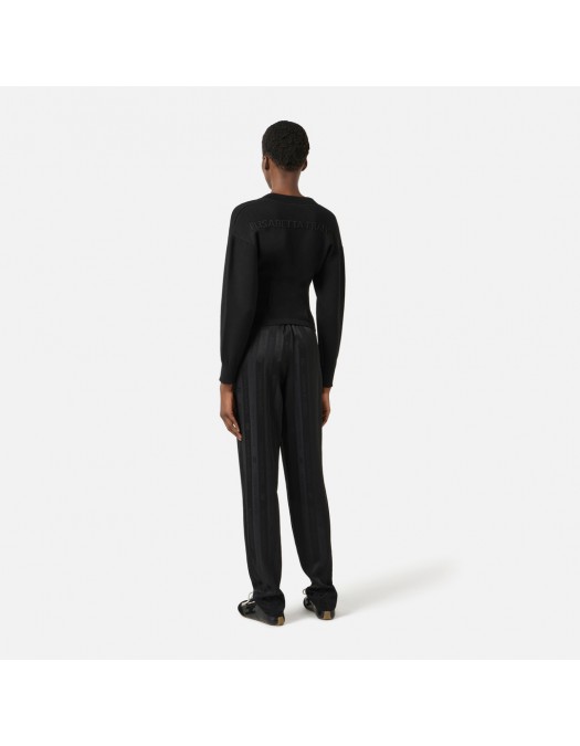 Cardigan ELISABETTA FRANCHI, Logo insert on back, Negru - MK69Q61E2110