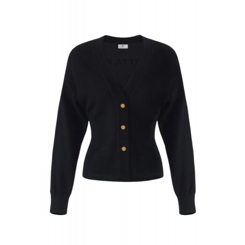Cardigan ELISABETTA FRANCHI, Logo insert on back, Negru